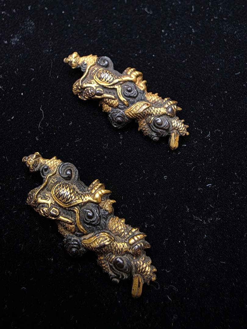 無銘 目貫 赤銅地 雲龍図 拵 日本刀 刀装具 骨董 古美術 江戸時代 時代物