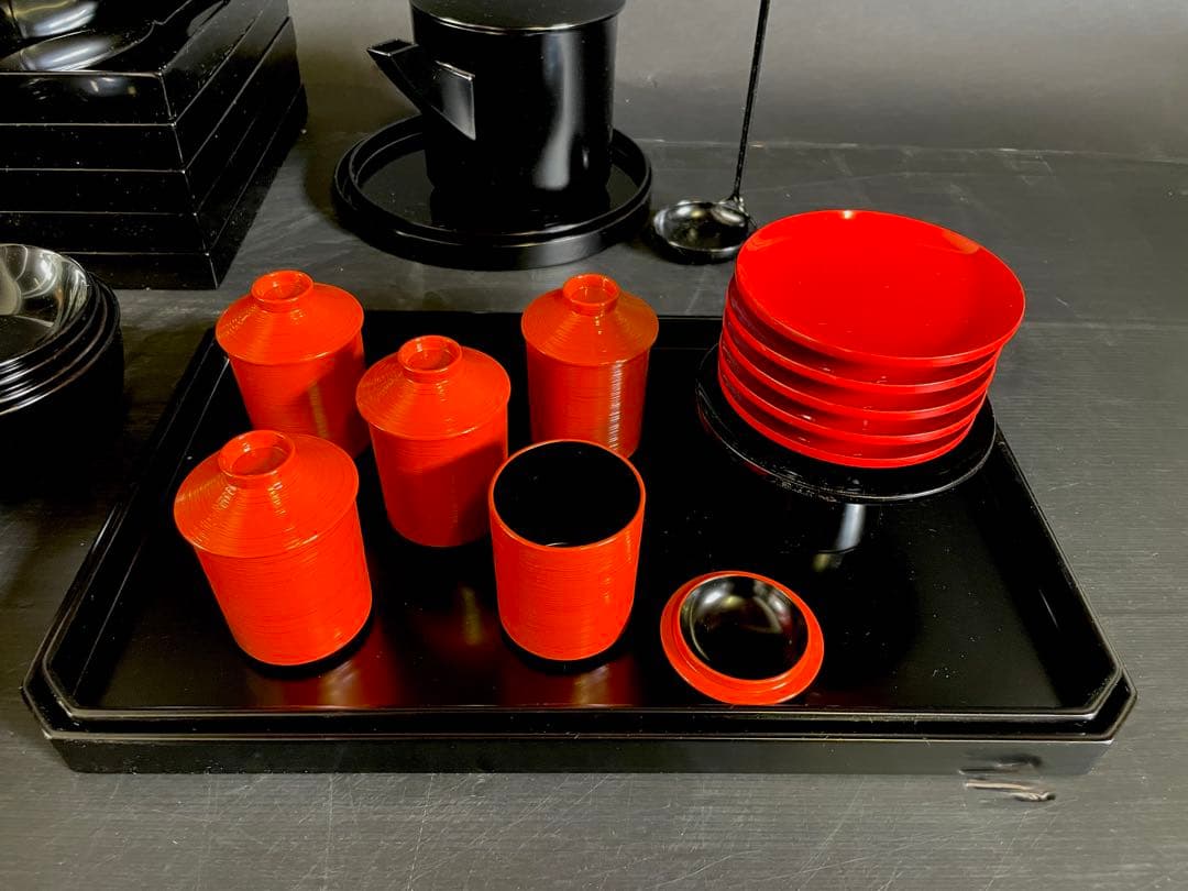 【未使用 美品】「母」 輪島塗 静峰 懐石道具 一揃い 懐石家具 茶道具(あ⑦)