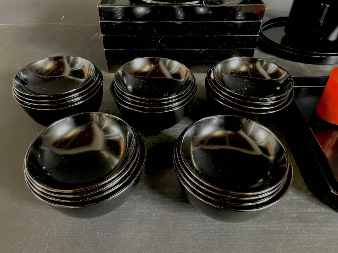 【未使用 美品】「母」 輪島塗 静峰 懐石道具 一揃い 懐石家具 茶道具(あ⑦)