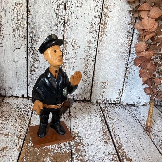 80s イタリア ヴィンテージ ROMERロメール 木彫り 人形 ポリス 警察官