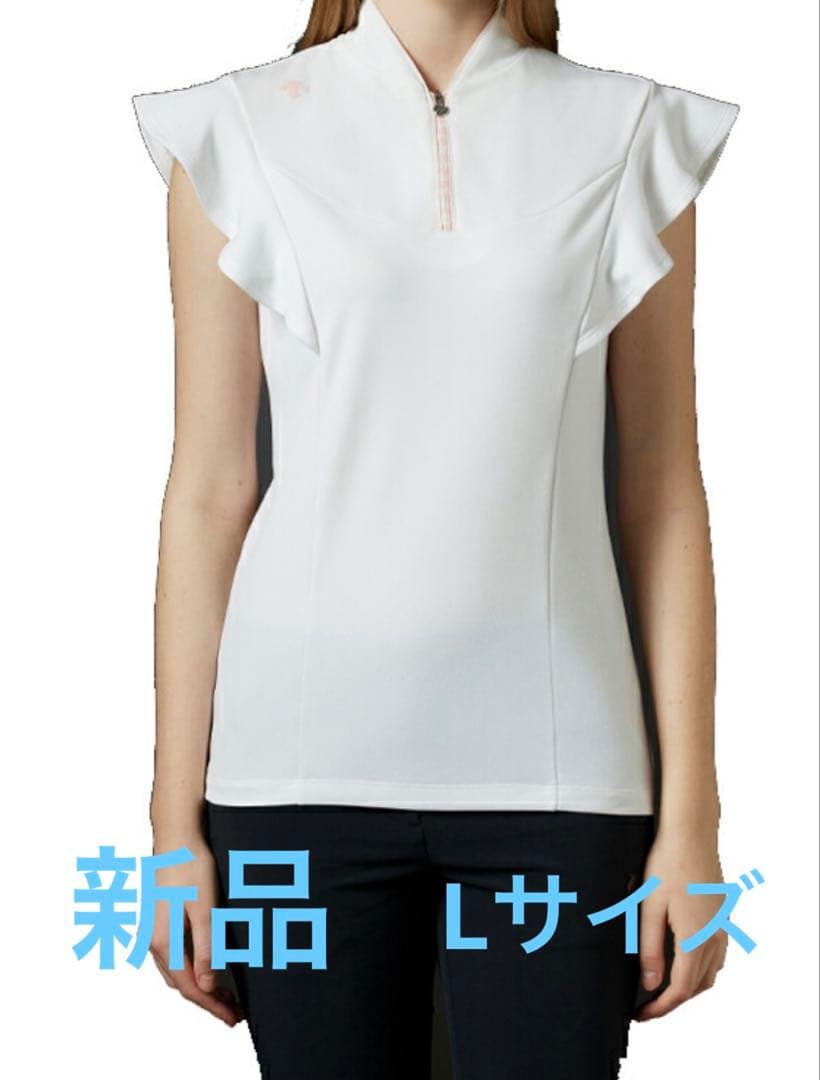 新品　タグ付　デサントゴルフ レディース 鹿の子 フレアスリーブ 半袖シャツ