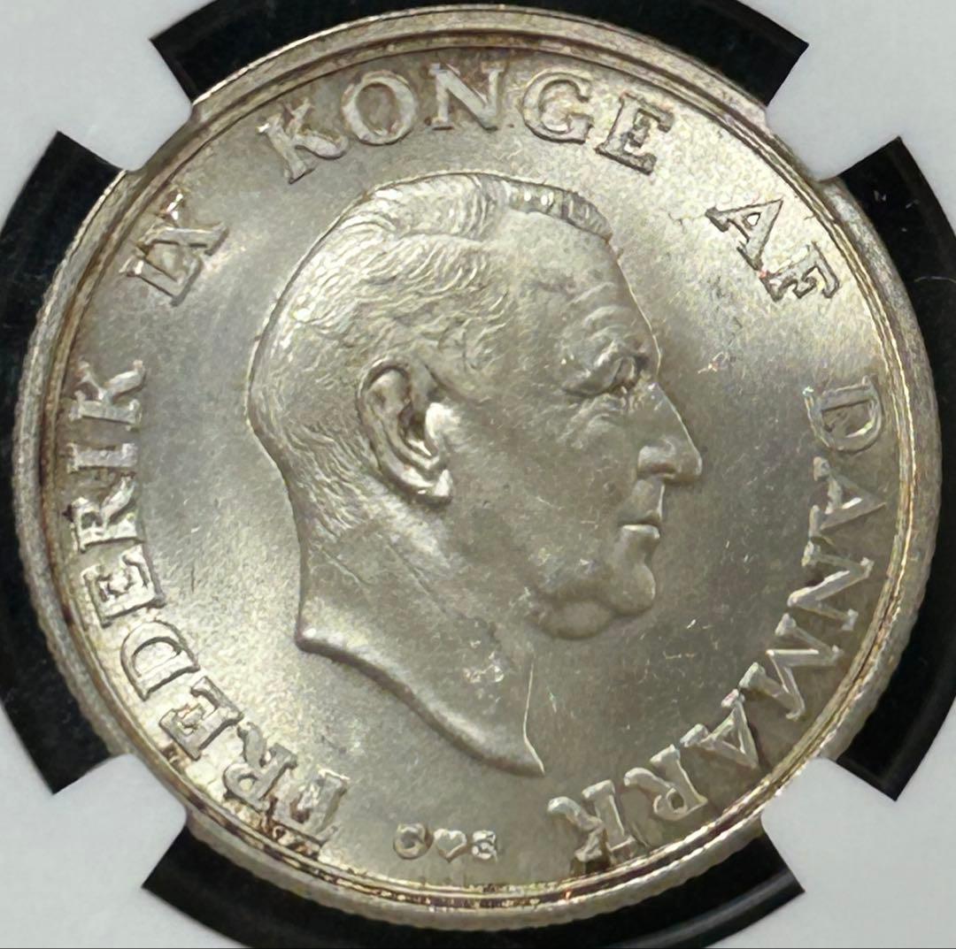 1958年 デンマーク 2クローネ プリンセス・マルグレーテ　NGC MS 64