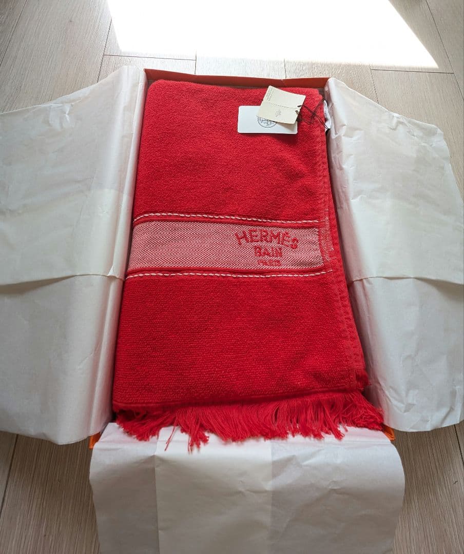 HERMES エルメス ヨッティング ビーチタオル 赤 ユニセックス