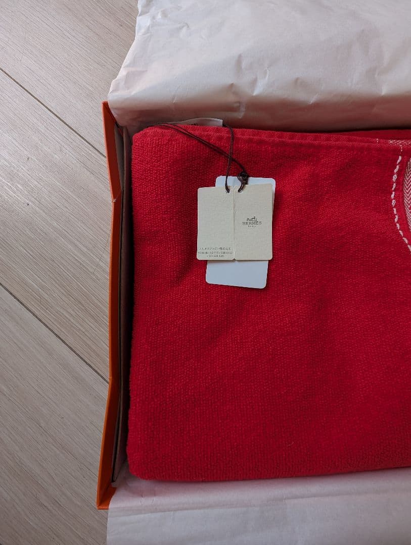 HERMES エルメス ヨッティング ビーチタオル 赤 ユニセックス