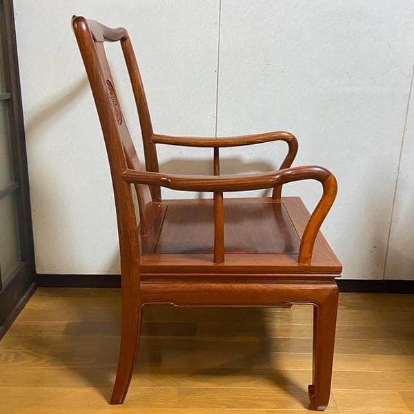 Y①高級 花梨？ 中国椅子 インテリア 家具 木製 アンティーク ひじ掛け 椅子