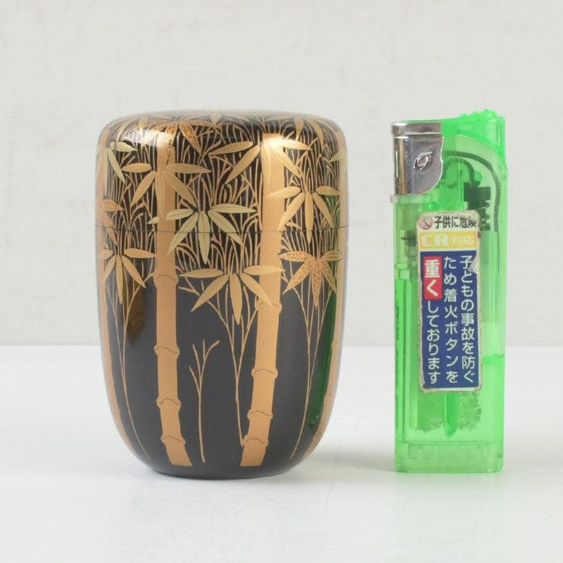 茶道具　山内幸男　号漆峰　竹林蒔絵　細棗　共布共箱　V　9778