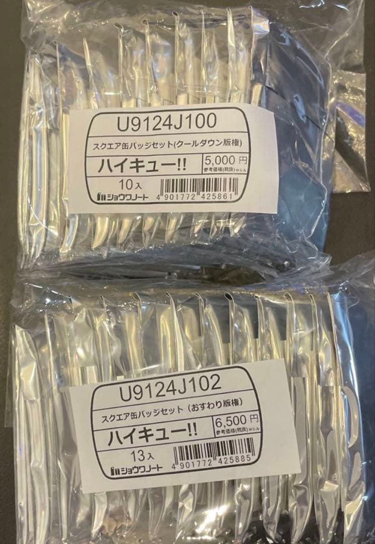 ハイキュー スクエア缶バッジ クールダウン おすわり 2種セットセブンネット限定