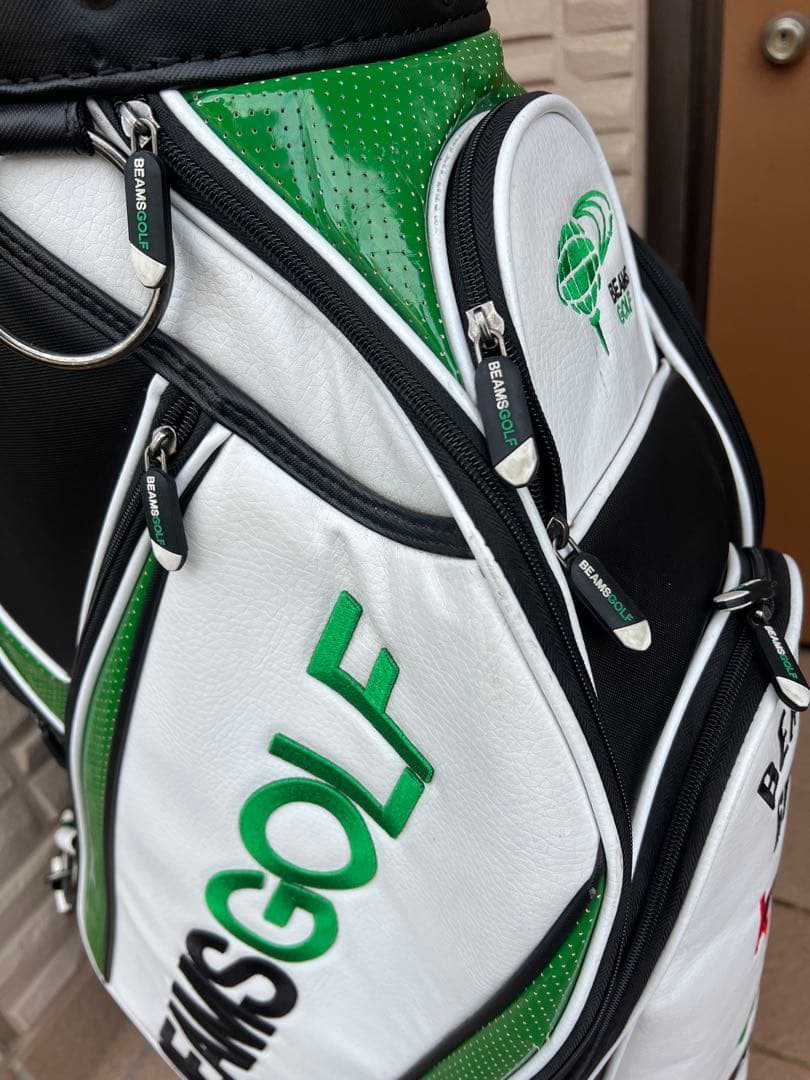 BEAMS GOLF キャディバッグ ホワイト/グリーン