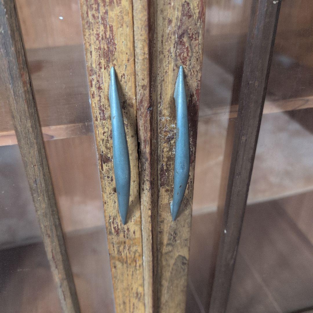 エ*ス様 昭和レトロ　アンティーク木製キャビネット ガラス扉付き　戸棚