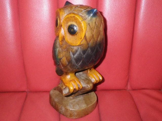 フクロウ★木彫り★置物★OWL★ミミズク★鳥★梟★縁起物★レトロ★不苦労★可愛い