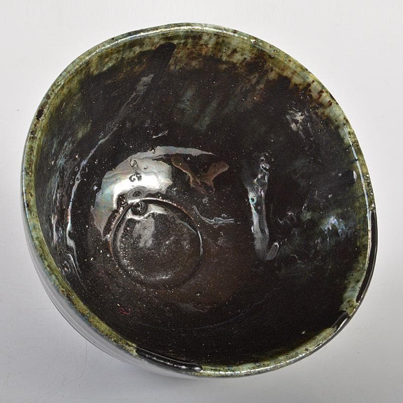 茶道具　石川県小松焼　青楽茶碗　時代箱　極め二重箱　D　R6834