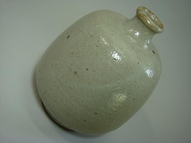 花瓶■灰釉 木器窯「田中和人作」中国漢口 花器 丸壺 共箱 骨董品 古美術■