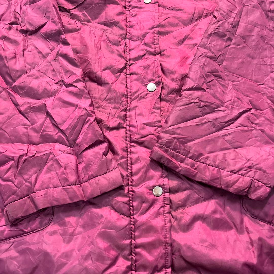 7W7 ベンチコート　ジャケット　ジップアップ　無地　えんじ5L 中綿　古着