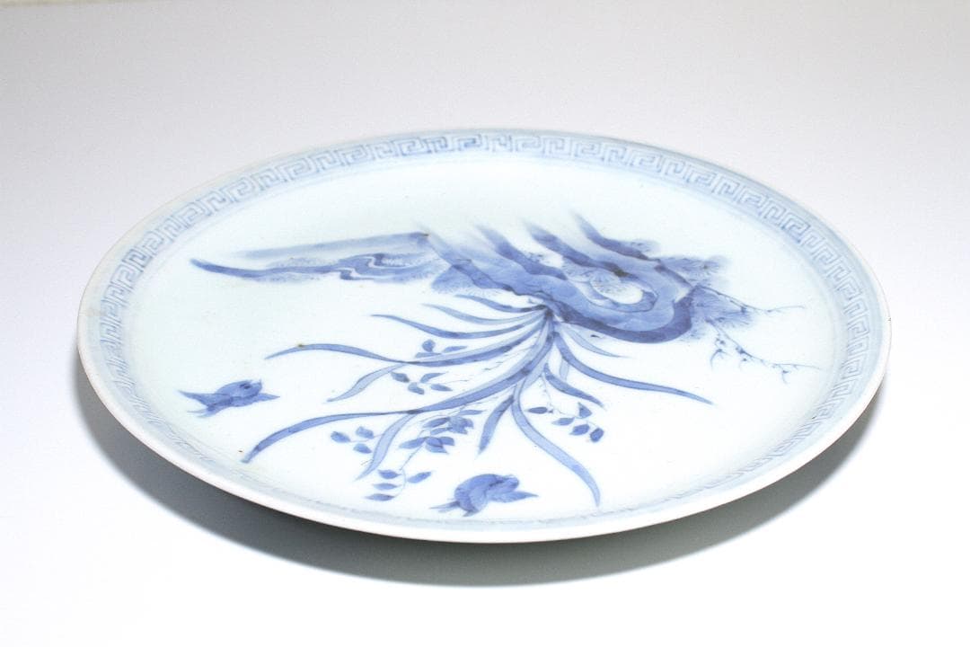 江戸後期 古伊万里 上手七寸皿 [蘭花と雀図]