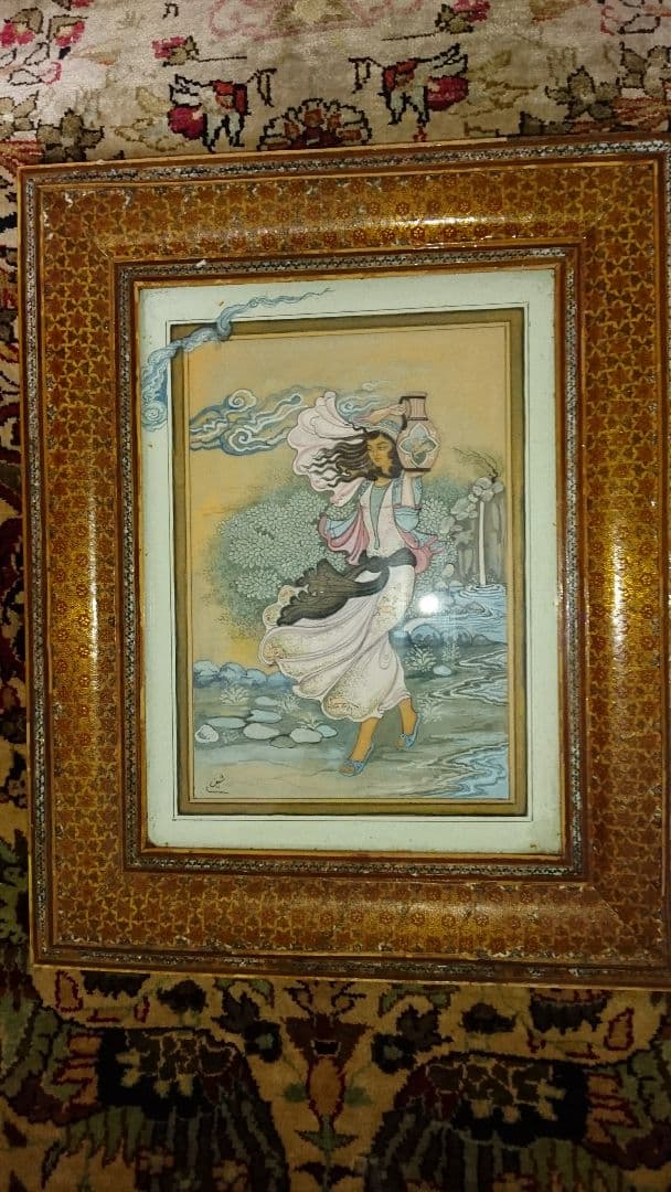 アラブのギャラリーで購入した美術品　ペルシャ細密画（ミニアチュール）
