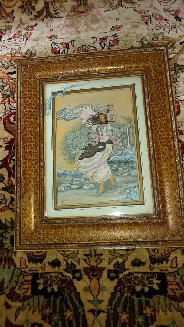 アラブのギャラリーで購入した美術品　ペルシャ細密画（ミニアチュール）