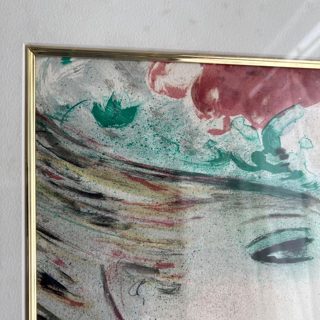 k216r120 フランス画壇の巨匠カシニョール 額装絵画「バラと横顔の肖像」