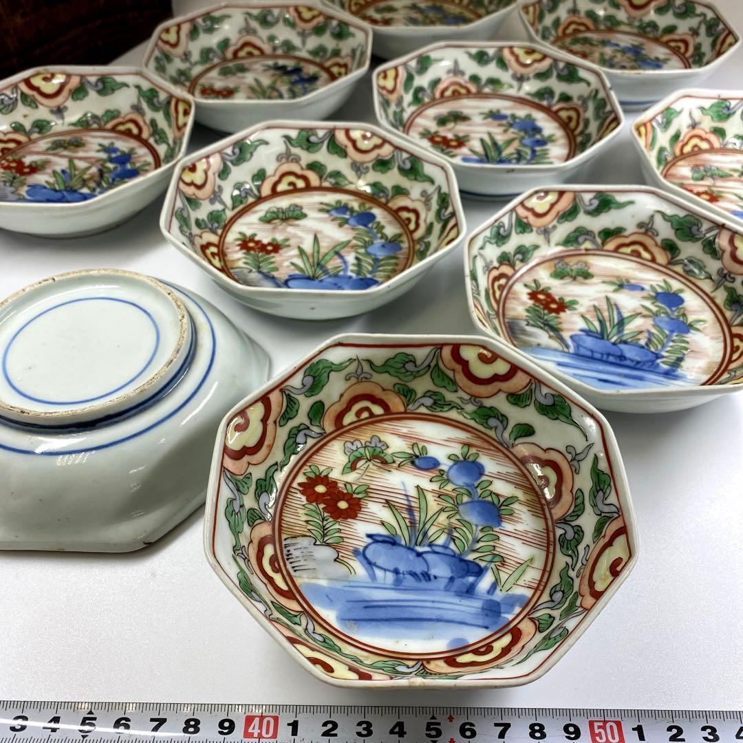 江戸中後期　古伊万里　赤絵向付10客　木箱付　東Y7-0314☆2Fトコヒ