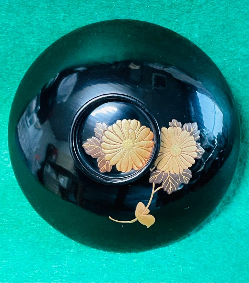 アンティーク明治期木製輪島塗金彩蒔絵蓋付き椀 3個セット