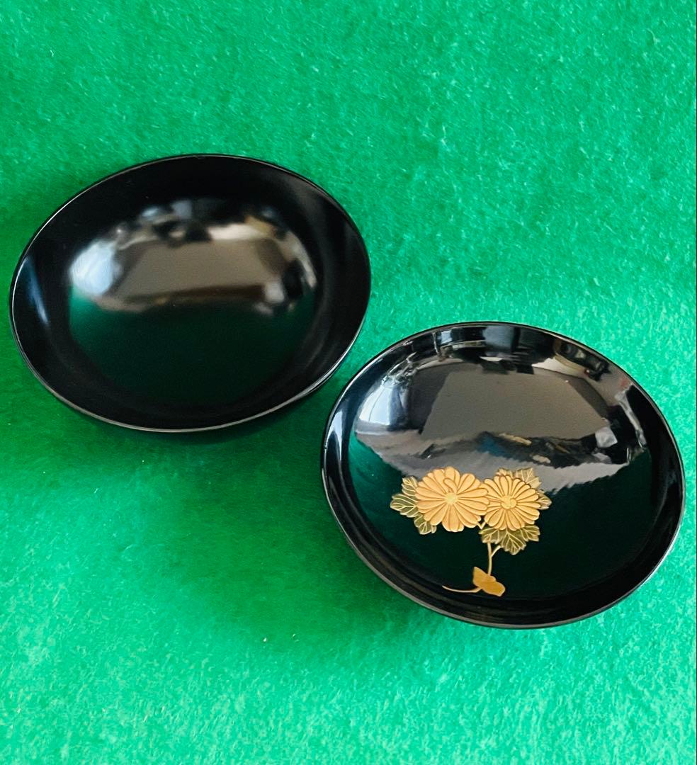 アンティーク明治期木製輪島塗金彩蒔絵蓋付き椀 3個セット