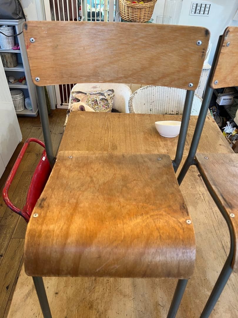 英国ヴィンテージキッススクールチェアー2脚セット