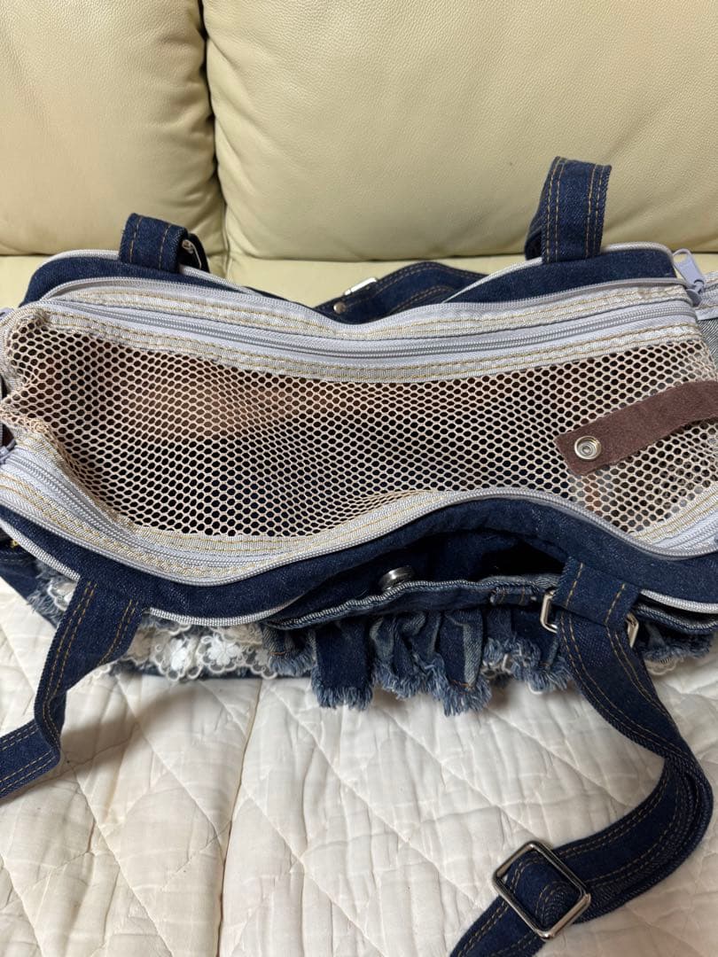 SAYO デニムフリル犬用キャリーバッグ