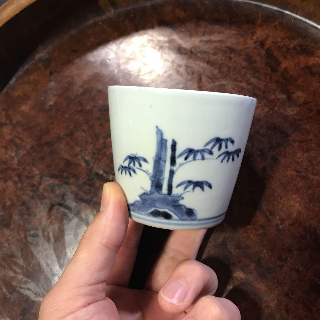 蕎麦猪口　染付　無傷完品　柿右衛門　藍柿右衛門　そばちょく　そばちょこ　藍九谷