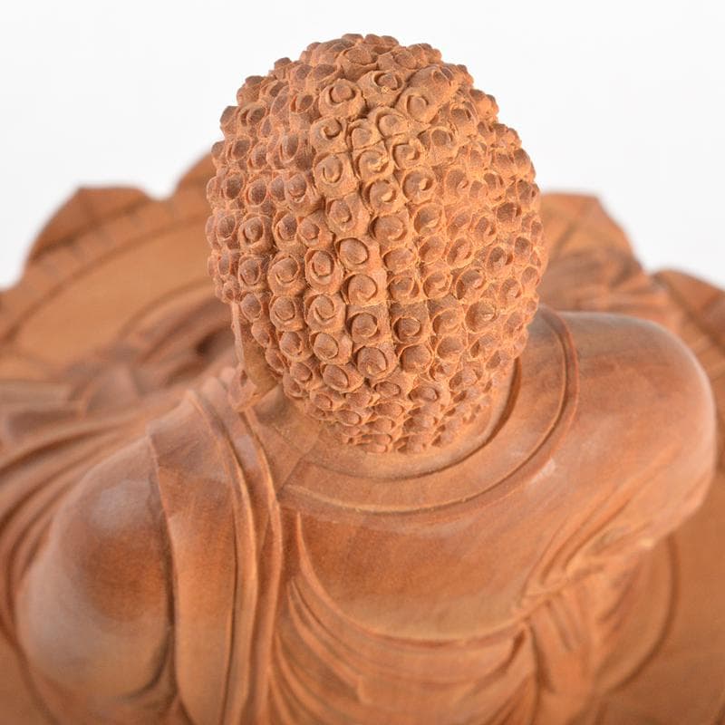 仏教美術　香木　白檀彫刻　阿弥陀如来像　仏像　置物　約504g　D　R6741