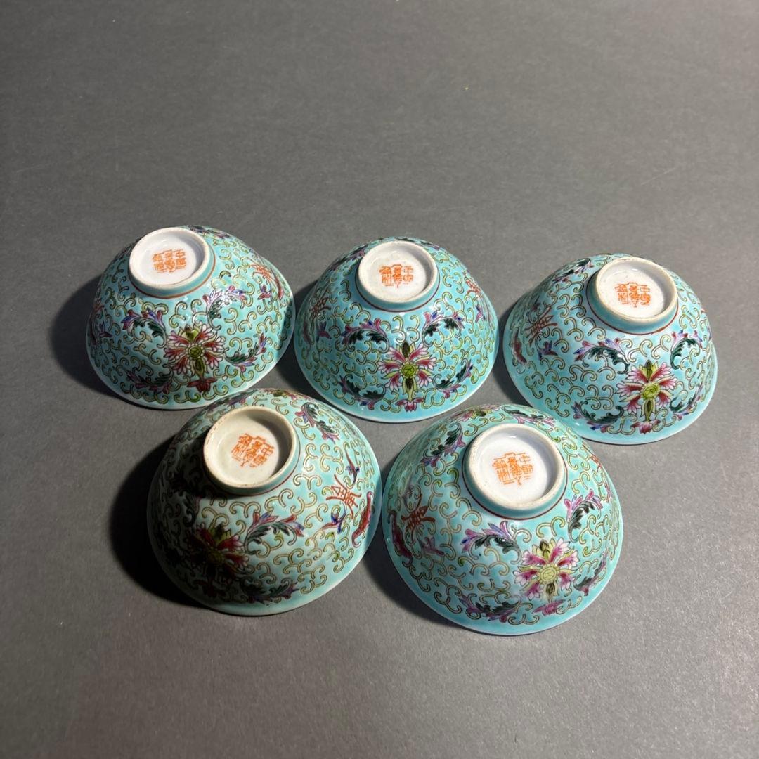 中国景徳鎮製　煎茶碗　５客