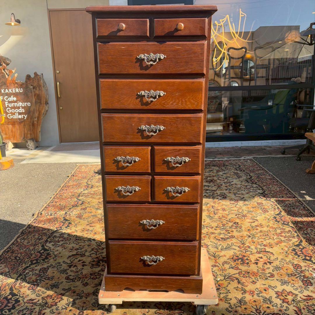 越後民芸家具 ナラ材 ハイチェスト　ヨーロピアンスタイル