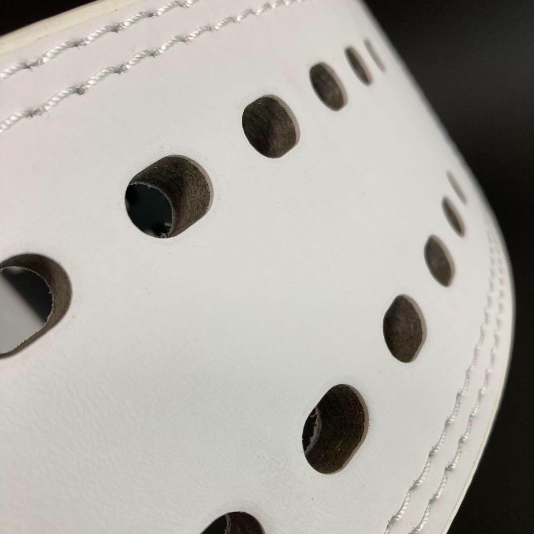 〈訳あり〉パワーベルト レバーアクション 本革 ワンタッチ可変式 白ベルト×黒B