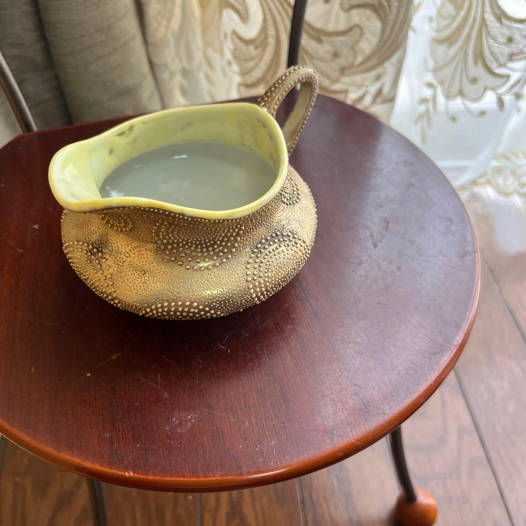 オールドノリタケ金と金点盛りのクリーマー美術品メープル印1890年代技術力の凄さ