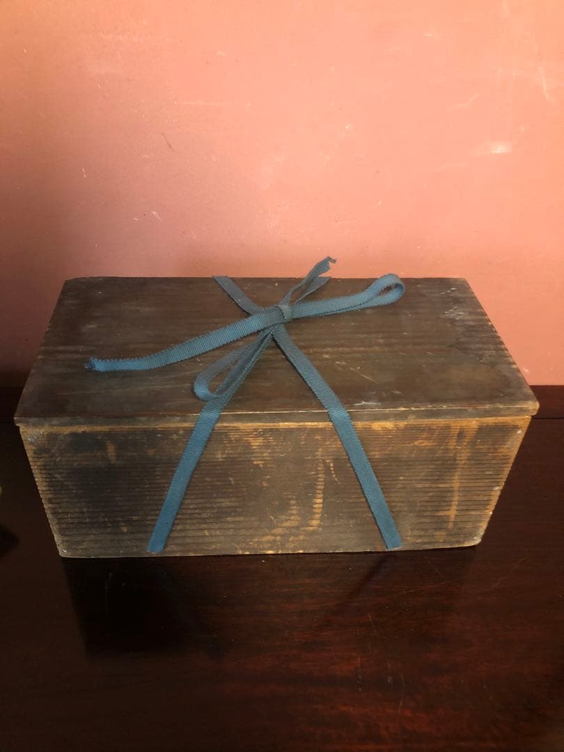 古い清水焼の色絵扇面形皿5客古箱入