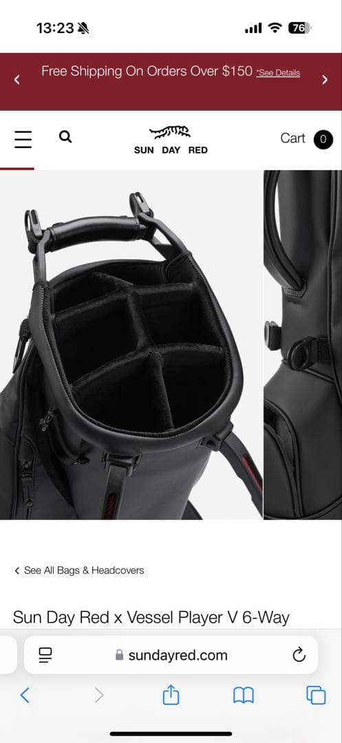 タイガー・ウッズ新ブランド「Sun Day Red」キャディバッグ