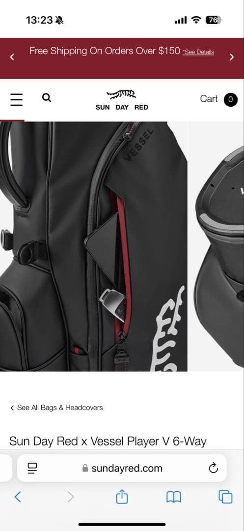 タイガー・ウッズ新ブランド「Sun Day Red」キャディバッグ