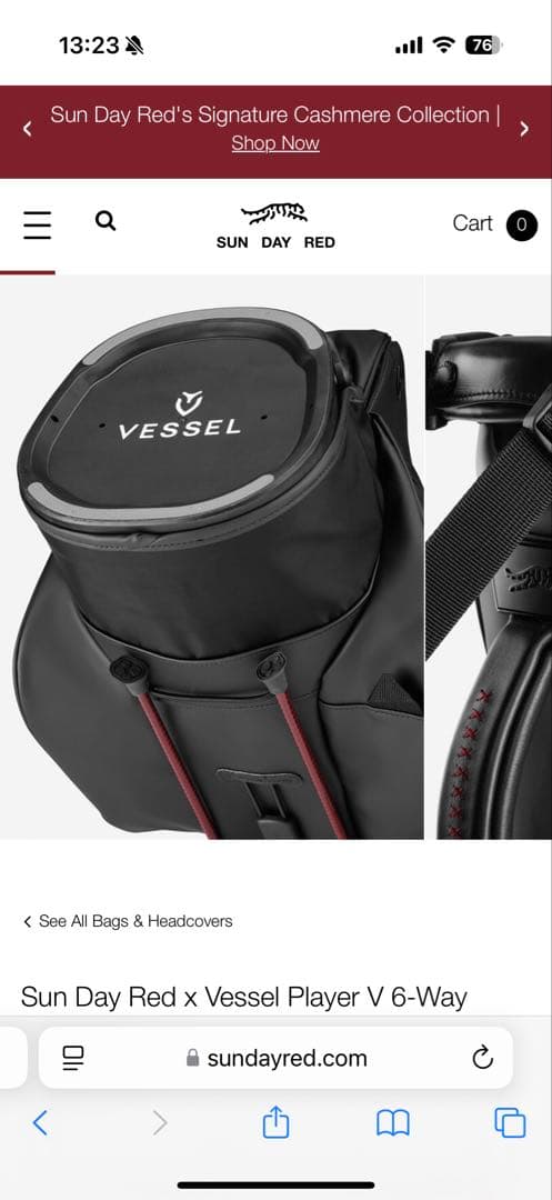 タイガー・ウッズ新ブランド「Sun Day Red」キャディバッグ