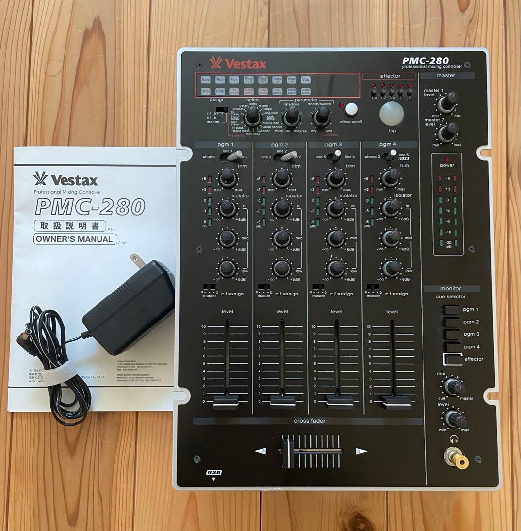Vestax PMC-280 DJミキサー 4チャンネル 通電 音出OK