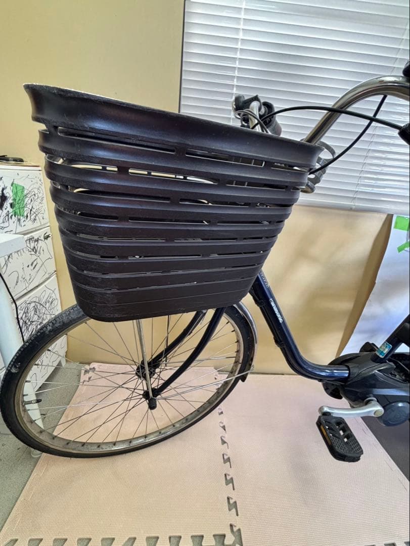 ◆【送料無料】Panasonic電動アシスト自転車 ネイビー 前カゴ付き