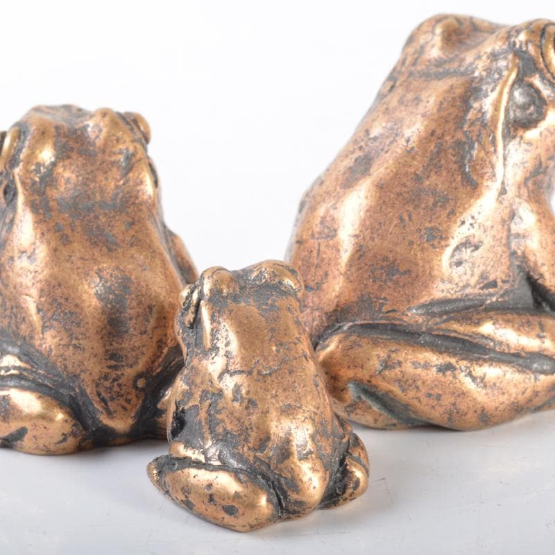 中国　古銅　蛙　紙鎮　置物　3点　N　4219