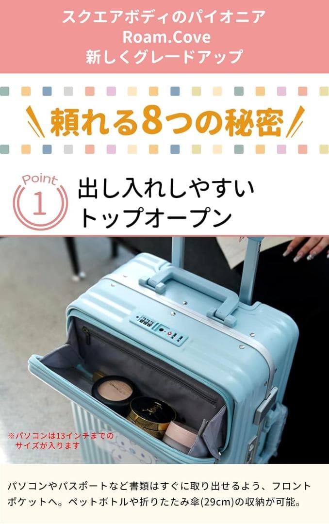 【未使用・送料込み】キャリーケース 機内持ち込み可 TSAロック 大容量 白 M