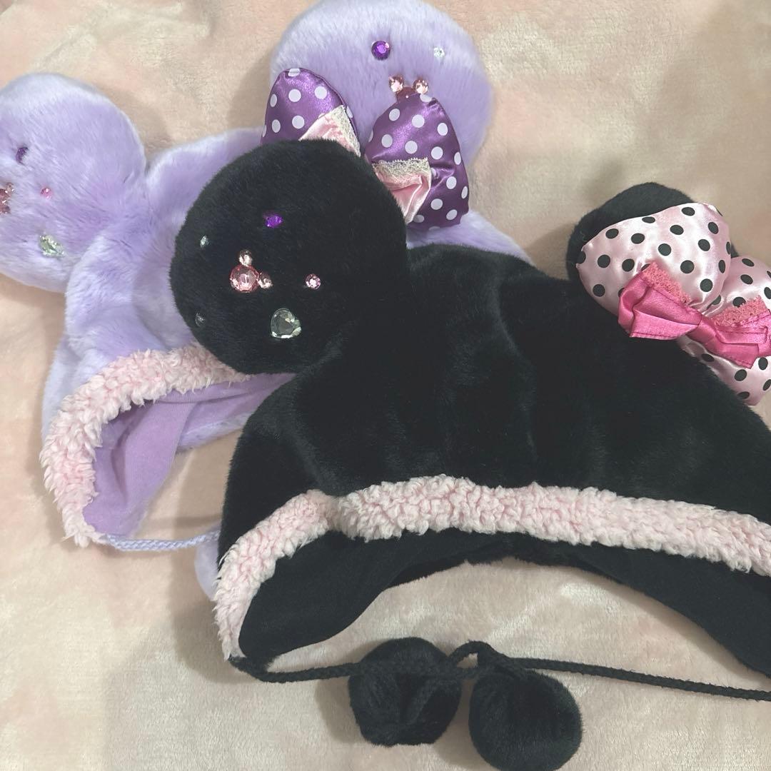 ディズニー ファンキャップ ミニー 黒 紫