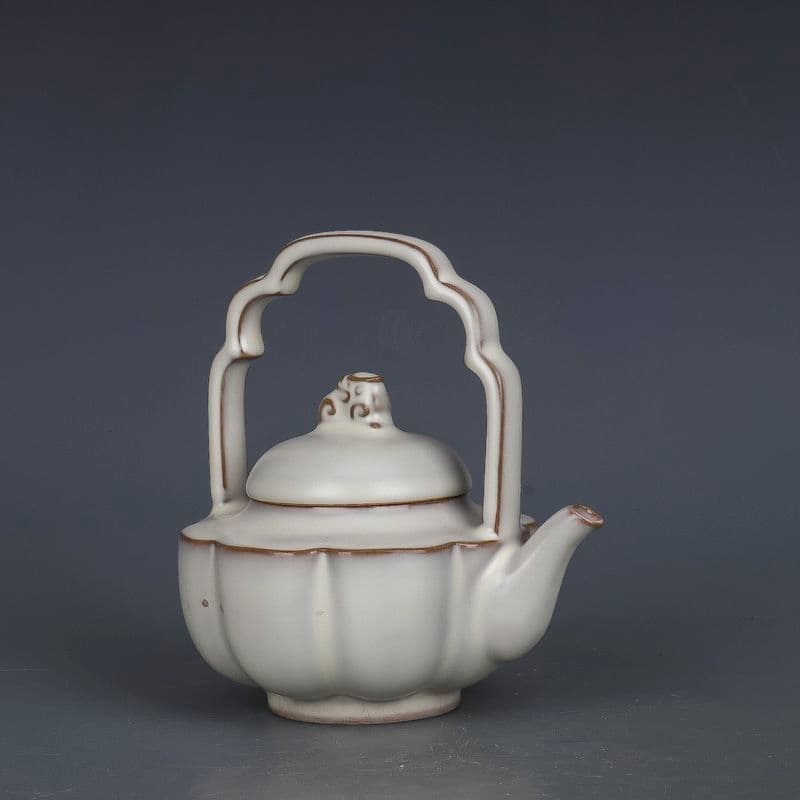 宋汝窯月牙白釉提梁壺   急須  工芸品 美術品 置物