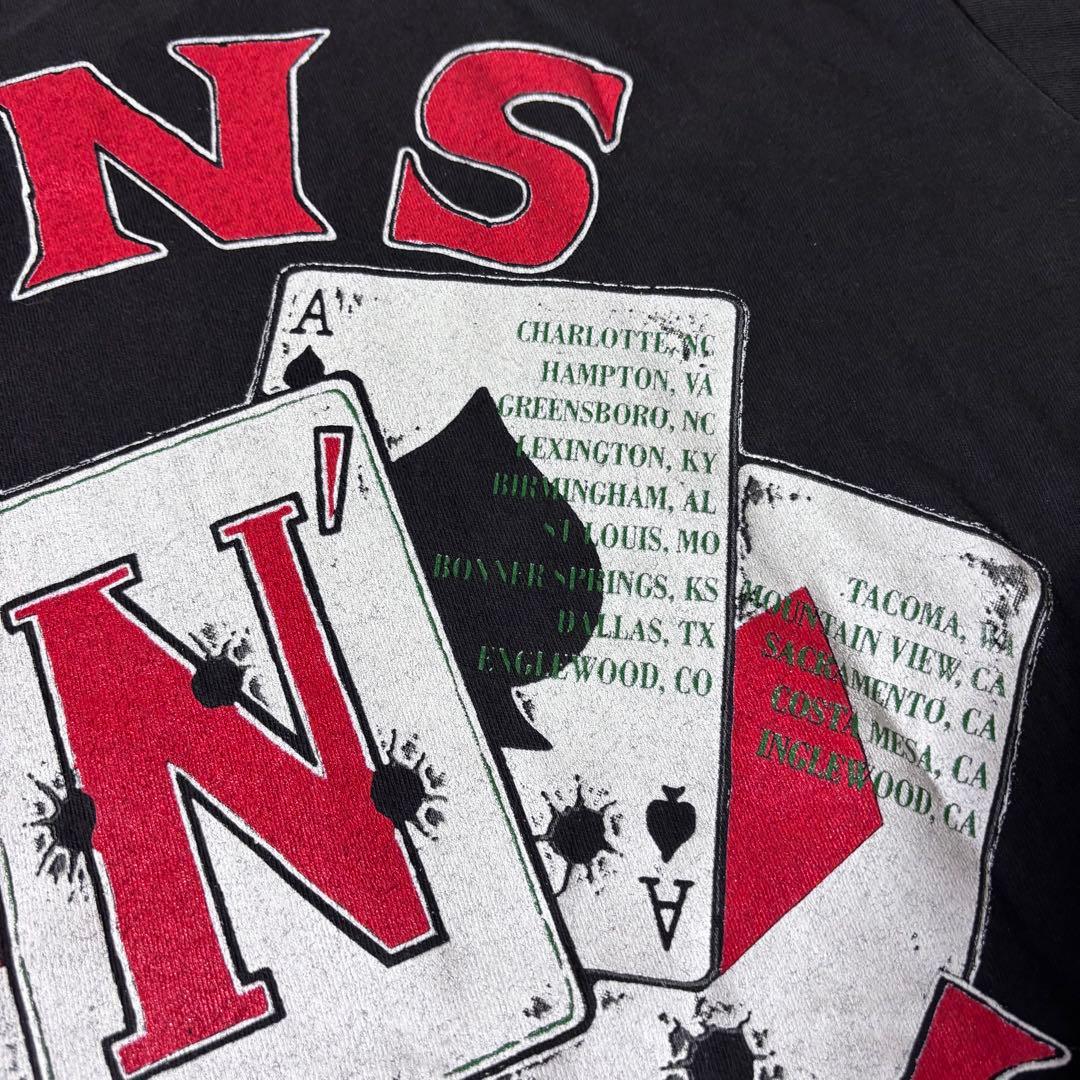 本物 90’s Guns N' Roses 拳銃×トランプ×薔薇 Tシャツ