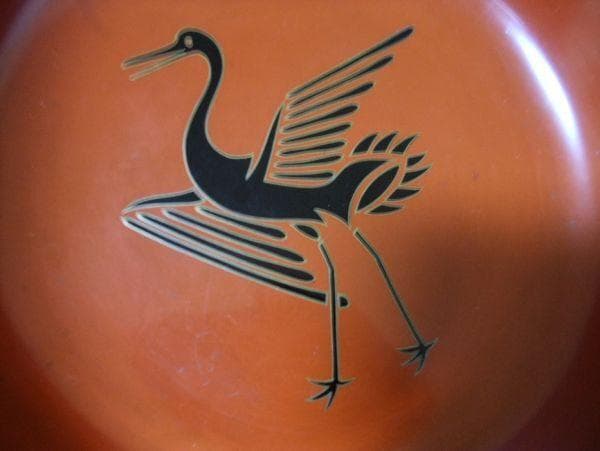 菓子器 取り皿 鶴 天然木 本漆器 明治期 時代物 骨董