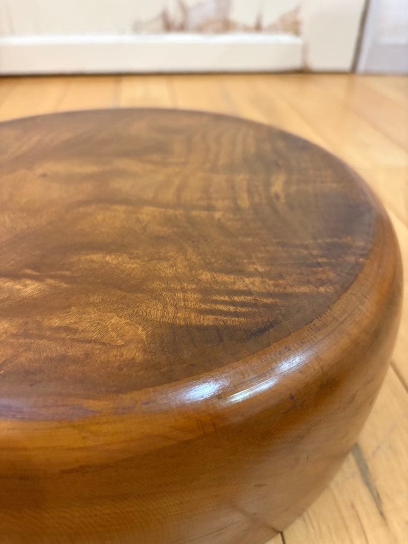 ☆アンティーク☆古道具　丸盆　茶びつ　茶櫃　くり抜き　伝統工芸　虎目　トラ目
