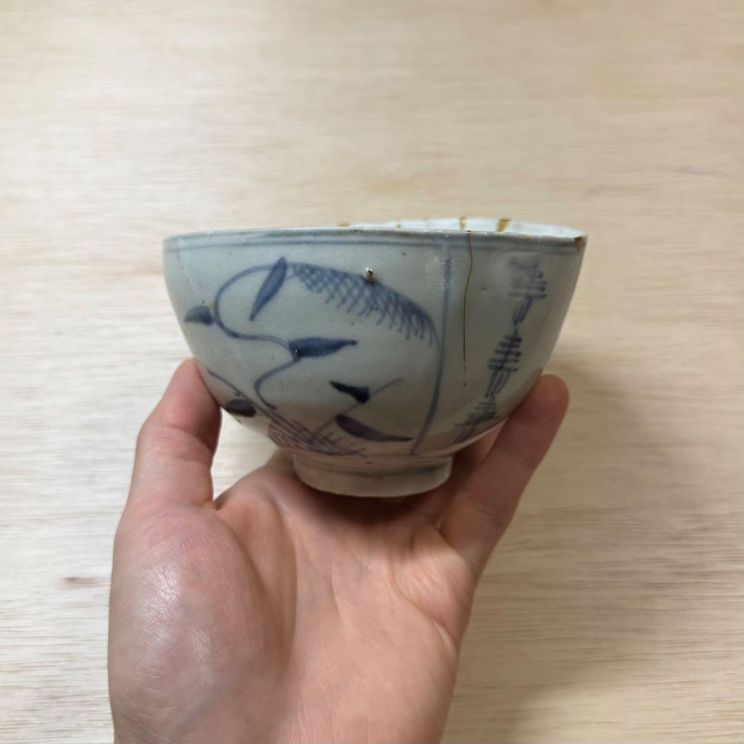 初期伊万里 染付 茶碗 江戸時代 金継ぎ 古唐津 古伊万里 古美術 骨董 陶片