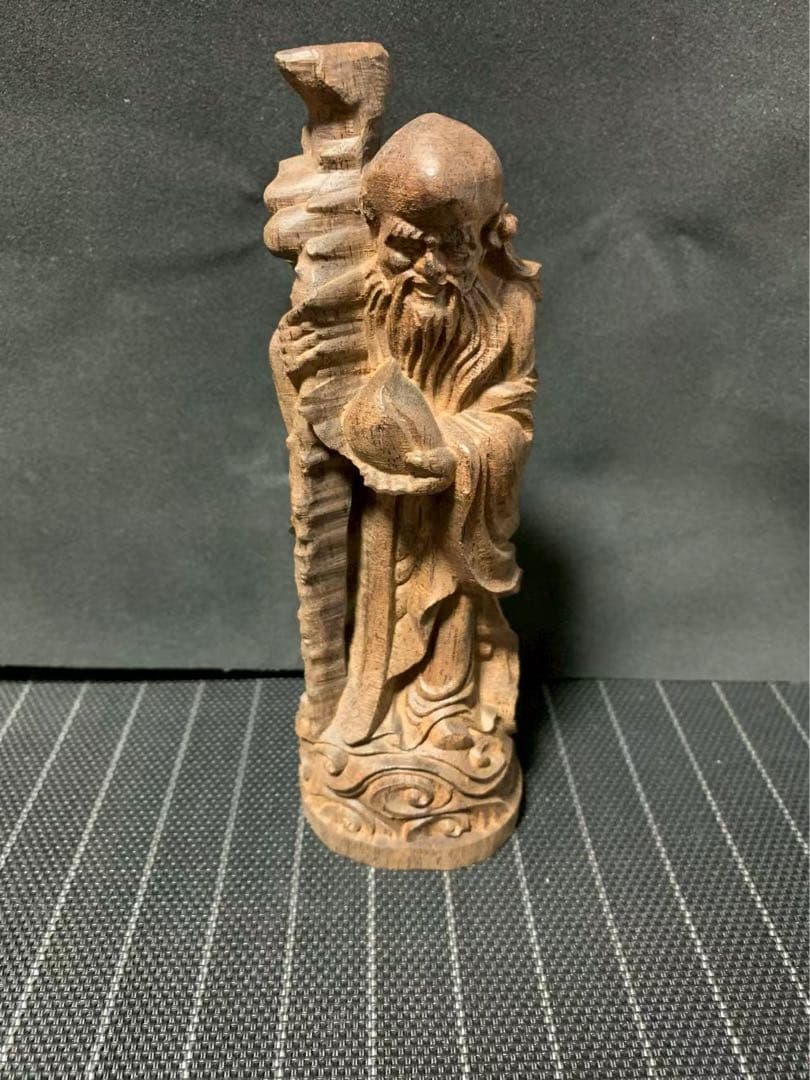 沈香木製老人像 彫刻 約20cm