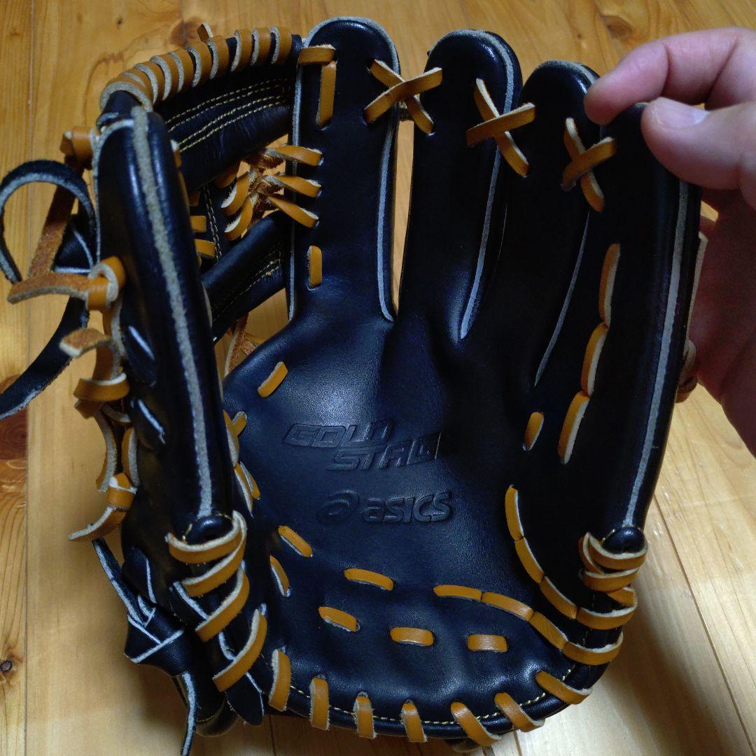 asics ゴールドステージ 軟式グローブ 黒/オレンジ