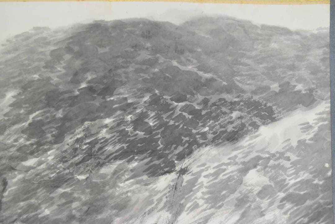 【真作】水田硯山/山水図/横物/掛軸/名家伝来/AA-797