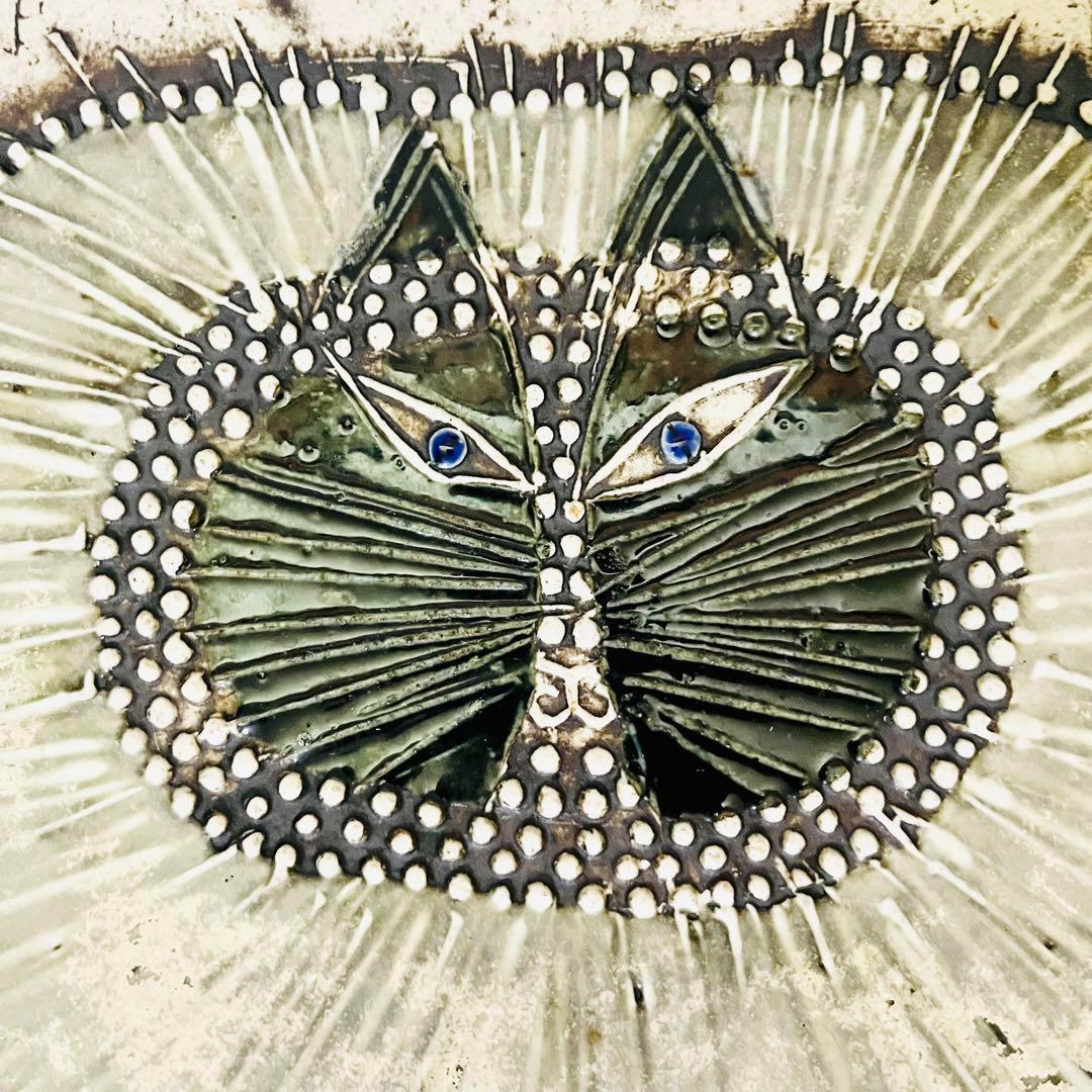 【リサラーソン/UNIK/ネコ/ブラック】北欧/ビンテージ/希少/KATT/陶板